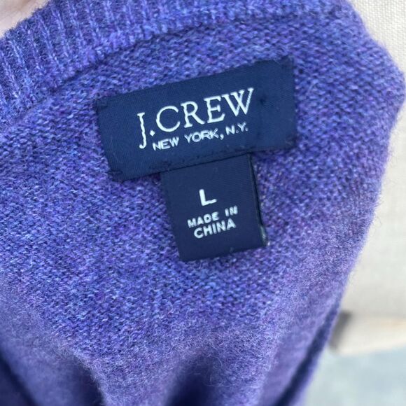 Upcycled Sweater Purple Cashmere Mens large J.Crew embroidered fiber art - Picture 8 of 9